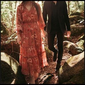 Ever new pink floral long sleeve dress